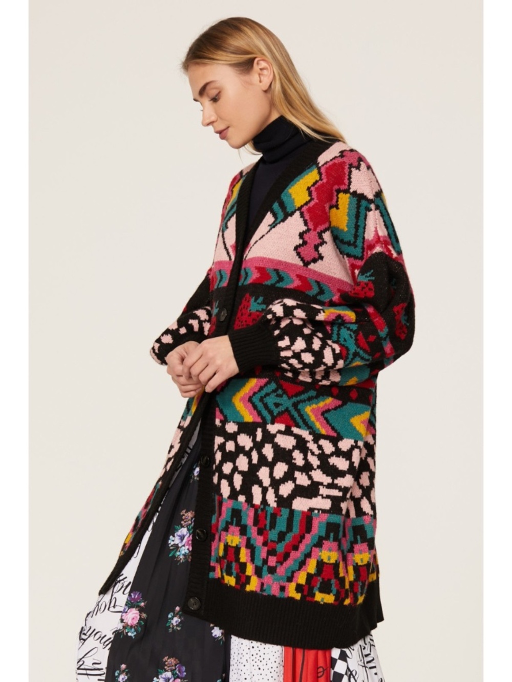 NEW Farm Rio Crazy Mix Cardigan Small